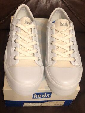 VTG 90s Keds Firecracker LTT White Leather Platform Sneakers 7.5